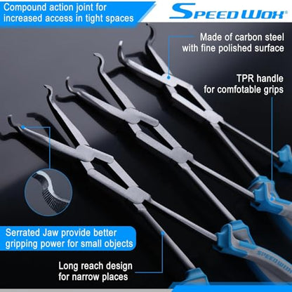 SPEEDWOX 3pcs 13-Inch Long Reach Double Joint Ring Nose Pliers - XL Pivot for Hose Grip 1/3" 3/4" Diameter Removal in Narrow Spaces - style: 3PCS Hose Grip Pliers
