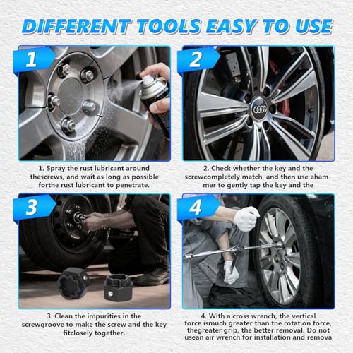 BELEY 22PCS Wheel Locking Nut Key Kit Compatible with Audi Series | A-X Automotive Spline Wheel Anti-Theft Screws Remover & Socket Keys Kit - style: 22pcs for Audi