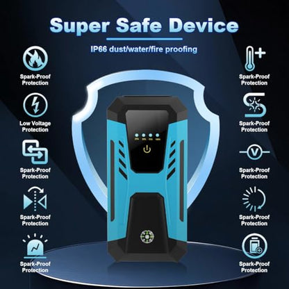 12v Jump Starter for 10.0L Gas/8.0L Diesel, 6000A Peak Car Battery Jumper Starter Portable, IP66 Waterproof Jump Box with Emergency Light and Storage Case