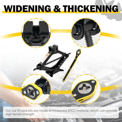 Scissor Jack for Car,1.5T 3307lbs Capacity Scissor Car Jack Kit Lifting Range of 3.94-13.19",Compact Tire Jacks Kit for Cars as Tire Changing Kits with Ratchet Wrench