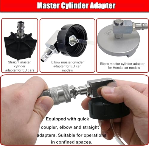 altivox 3L Manual Brake Bleeder Kit with Vacuum Pump – Compatible with Honda & European Cars (Includes 1 Aluminum Adapter for Honda + 2 Universal 45mm Caps + 150cm Hose + 1L Oil Bottle) - color: for Honda & EU Model