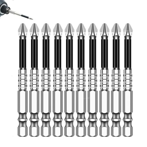 Magnetic Non-Slip Drill Bit Kit - High Magnetic S2 Alloy Steel Screwdriver Bits, Anti-Slip Hex Shank Set (25/50/65/70/90/150mm) for Impact Driver & Electric Drill (10, 75L) - size: 75L