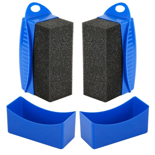 NQEUEPN 2pcs Tire Shine Sponge Pad, Reusable Tire Shine Applicator with Ergonomic Rectangular Box Auto Detailing Wheel Cleaner Car Tire Brush for Car Cleaning Supplies (Blue)