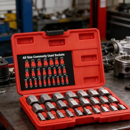 Bolt Extractor Socket Set Hex Head Easy Out Repair Tools | 25-Piece Stripped Lug Nut Remover for Damaged Stripped Broken Screws Studs Nut Machinery Furniture Motorcycle - color: Silver