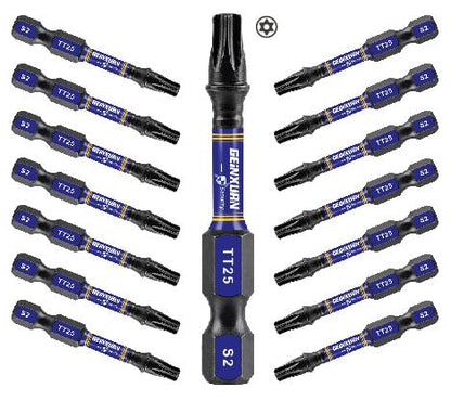 Geinxurn 2 In. Security T25 Impact Magnetic Screwdriver Bit Set, 15 Pieces #25 Torx Head Power Bit Set, S2 Alloy Steel Hollow Star Bit Set - size: 2"-15PCS, style: TT25