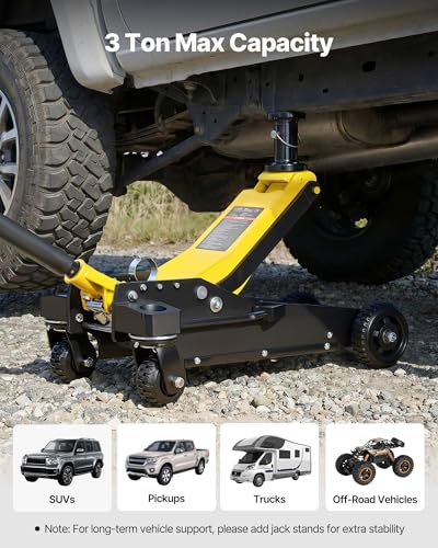 VEVOR Off Road Floor Jack, 3 Ton Aluminum & Steel Racing Low Profile Floor Jack with Dual Pistons Quick Lift Pump & Extension Post, Hydraulic Trolley Car Lift Jacks for Motorcycles, ATVs, SUV Pickup - style: Aluminum