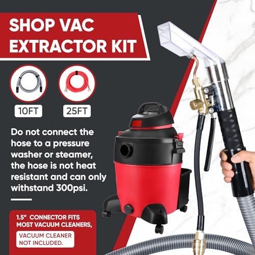 Shop Vac Extractor Kit, Universal Extractor Hose Kit for Shop Vac, Extractor Vacuum Attachment With 25FT Water Line and 10 FT Vacuum Hose & Adapter for Carpet Cleaning
