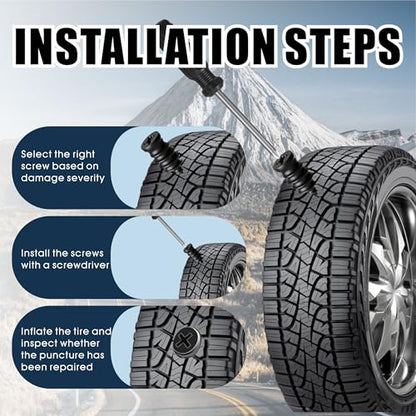 50 PCS Tire Repair Rubber Nails, Spiral Vacuum Tire Plug Kit, Fast Self-Service Puncture Repair Tools for Car, Truck, Motorcycle, Tractor Tire Puncture Repair