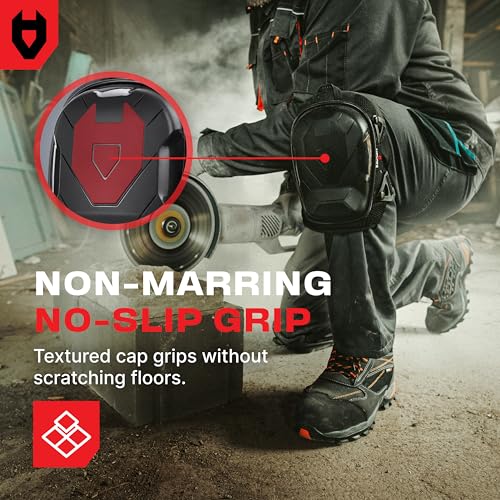NoCry Professional Construction Knee Pads for Men and Women with Non-Slip Heavy Duty Cap and Ankle Support — Thick Foam and Gel Cushioning — Reinforced, Adjustable Straps and Military Grade Rivets