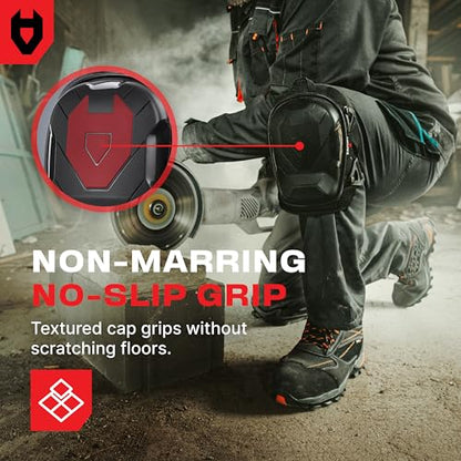 NoCry Professional Construction Knee Pads for Men and Women with Non-Slip Heavy Duty Cap and Ankle Support — Thick Foam and Gel Cushioning — Reinforced, Adjustable Straps and Military Grade Rivets - style: Improved