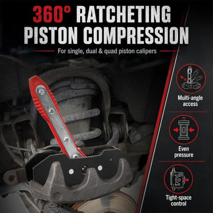 Brake Caliper Compression Tool & Drum Spring Installer | Disc Brake Pad Spreader, Brake Caliper Press Tools, with 2 Steel Plates, 4 Brake Caliper Hooks and Gloves for Cars SUV Trucks