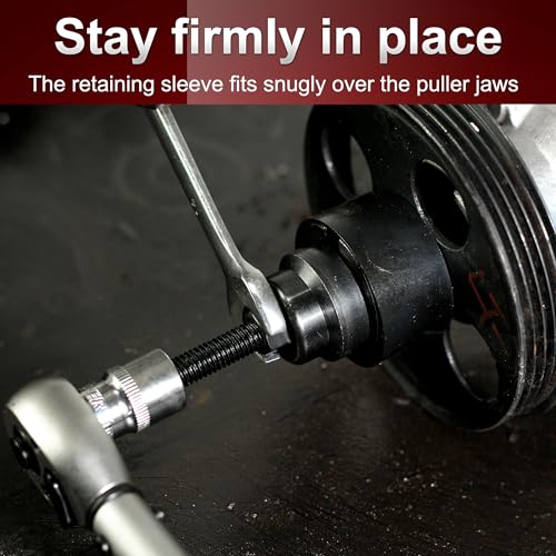Power Steering Pulley Puller Installer Tool, Power Steering Pump Pulley Removal Tool Compatible with Ford, GM, VW and Chrysler Vehicles - color: red