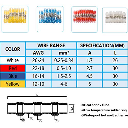 Low-melting-point & Lead-free Heat Shrink Solder Seal Wire Connectors Kit with Solder Paste, Solder Waterproof Electrical Insulated Butt Connector Splice Terminals for Marine Automotive 65PCS - size: Pro Blue 65PCS