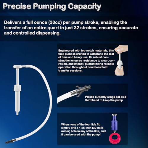 Fluid Pump for Gallon Bottles and Wide Mouth Quart Bottles,It is Highly efficient in transferring Various fluids Such as Gear Oil
