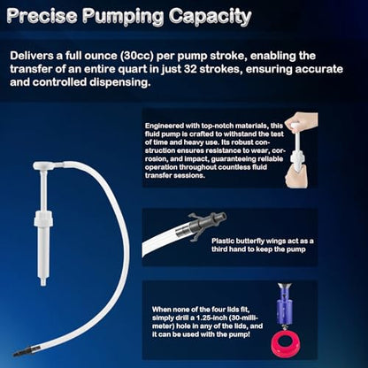 Fluid Pump for Gallon Bottles and Wide Mouth Quart Bottles,It is Highly efficient in transferring Various fluids Such as Gear Oil