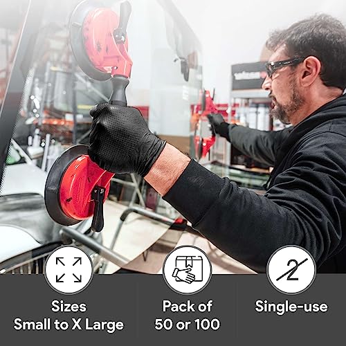 WECARE 8 Mil Nitrile Gloves - Heavy Duty Mechanic Gloves, with Diamond Grip - Powder and Latex Free Disposable Gloves - size: XX-Large