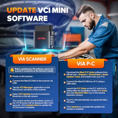 Autel MaxiSys MaxiVCI VCI Mini, 2026 Bluetooth OBD2 Diagnostic Adapter | Vehicle Wireless Interface for Car Scanner MaxiCOM MK808BT PRO MK808Z-BT MK808K-BT MP808BT Pro MK808S-TS MX808S-TS MP808S-TS