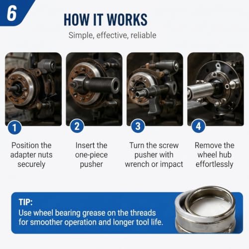 Dual Wheel Separator Tool Dually Wheel Separator for Stuck Hub Removal, Heavy Duty Wheel Separator Tool Hub Puller Fit for Truck Bus Van Trailer, One-Piece Pusher Ball Bearing Driven Kit