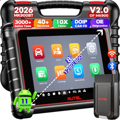 Autel MaxiCOM MK900BT Bidirectional Scanner, 40+ Service CAN FD DoIP | 2026 8In MK900-BT V2.0 of MK900 MK808S MK808BT PRO MX900 MX808S, 3000+ Active Tests 200+ Brands, OE OBD2 Diagnostic Tool FCA