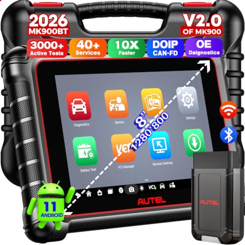 Autel MaxiCOM MK900BT Bidirectional Scanner, 40+ Service CAN FD DoIP | 2026 8In MK900-BT V2.0 of MK900 MK808S MK808BT PRO MX900 MX808S, 3000+ Active Tests 200+ Brands, OE OBD2 Diagnostic Tool FCA