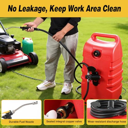 GOOACC 14 Gallon Fuel Caddy, Portable Fuel Transfer Tank with 12V DC Electric Pump, Heavy-Duty Empty Gasoline/Diesel Storage Container with Wheels and 10FT Hose for Motorcycles Boats Lawn Mowers, Red - size: 14 Gal Electric