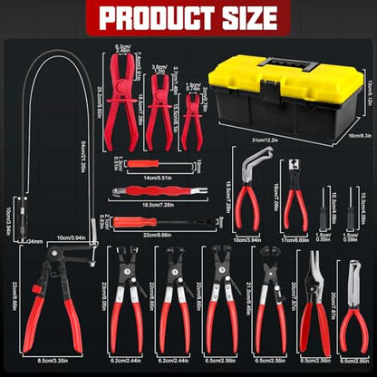Hose Clamp Pliers Set, 38 Pcs Hose Clamp Kit with Electrical Connector Disconnect Pliers & Terminal Pin Removal Tool, Automotive Radiator Coolant System Repair Tool Set for Car Mechanic DIYer - color: 38 Pcs