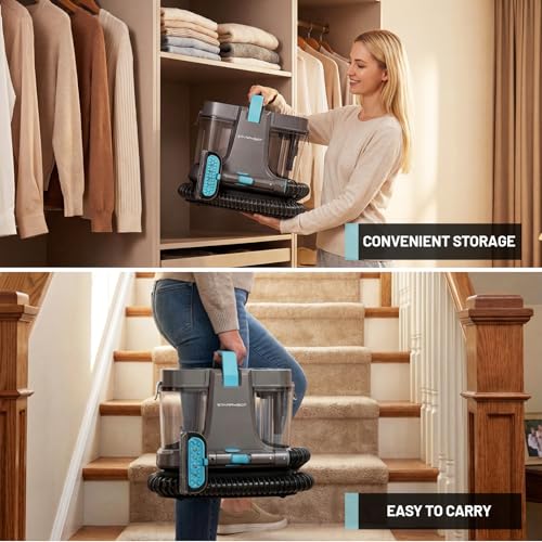 Starrybot Portable Carpet Cleaner Machine with Steam and Heating Techology,18Kpa Powerful Suction with Versatile Tools for Pets, Couch,Spot Cleaner for Stairs/Furniture/Rug(Gray)