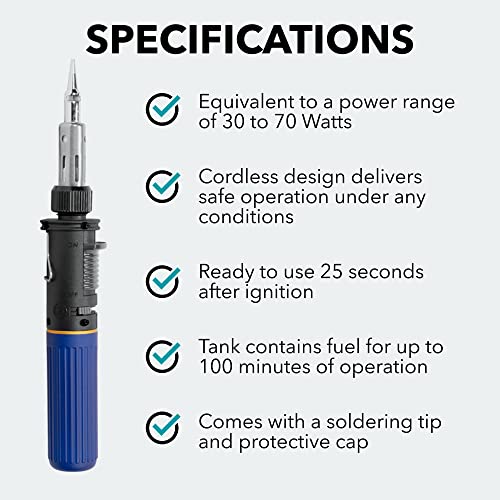 Solder-It SolderPro 100 Soldering Iron Kit (PRO-100K) | Multi-Function Butane Heat Tool with Tips and Case | Cordless and Portable Soldering Gun | Home Improvement Tools and Soldering Kit Essential