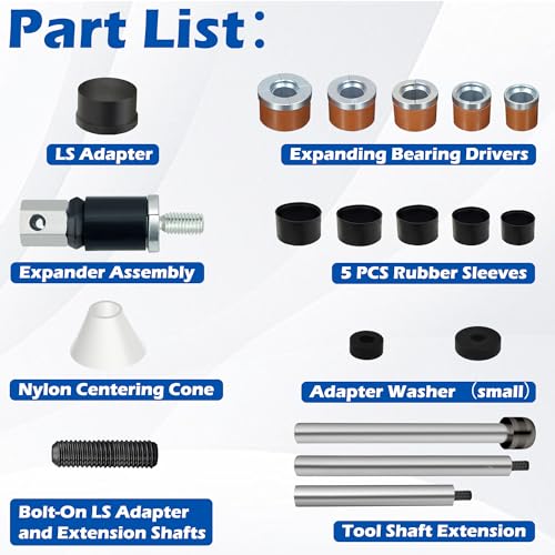 Cam Bearing Install Tool & Engine Cam Bearing Remove Kit Complete Installation & Removal Chevy LS Engine - Covers Most Domestic and Import Vehicles， Patented - color: Silvery