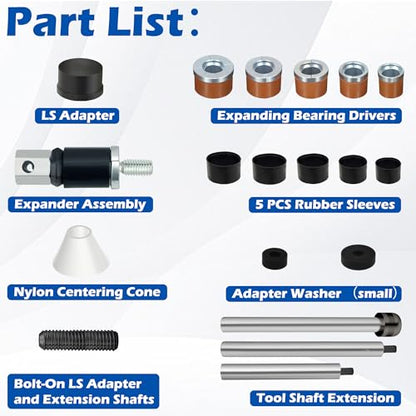 Cam Bearing Install Tool & Engine Cam Bearing Remove Kit Complete Installation & Removal Chevy LS Engine - Covers Most Domestic and Import Vehicles， Patented - color: Silvery