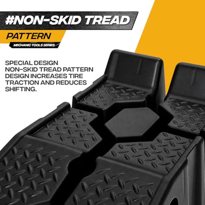 Magshion Car Ramps Set of 2, Auto Repair Lift Ramps with Anti Slip Grooves for Garage Workshop, Stackable Vehicle Ramps, 5000 lbs Capacity, Black, Plastic