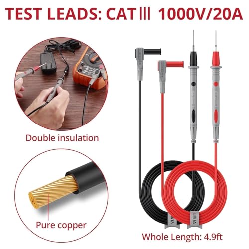 BINTA 25-Piece Silicone Multimeter Leads Kit for Electricians & DIY Users | Professional Test Leads with Replaceable Probes, Alligator Clips & Tweezer for Industrial Automotive Home Electrical Testing - style: 25PCS
