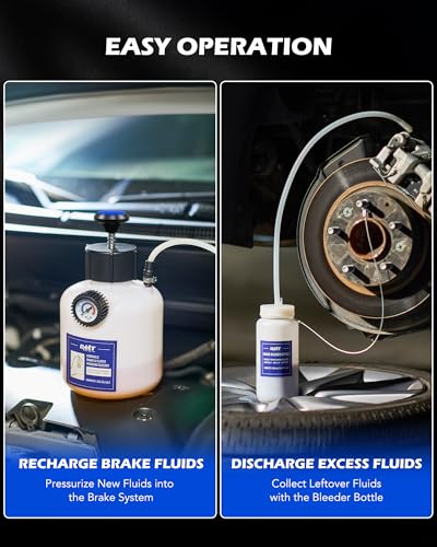 Orion Motor Tech Brake Bleeder Kit, 2.5L Pressure Brake Bleeder Set with 43.5mm Adapter, 2.6qt Brake Fluid Extractor with 500mL Brake Bleeder Bottle Compatible with Jeep Cherokee Wrangler Liberty More - size: 43.5mm Adapter