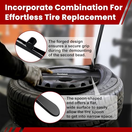 2PCS Tire Bar, 34645 Tire Mount and Demount Iron 37In, 3/4 in | 33220 Mt and Demount Spoon 30 in, 11/16 in, Tire Irons Heavy Duty Used for Off-Road Vehicle, Bus, Cars, Tractor Tubeless Truck Tires… - size: Upgrade Hardness, 2 PCS Set ( 37 in+ 30 in)