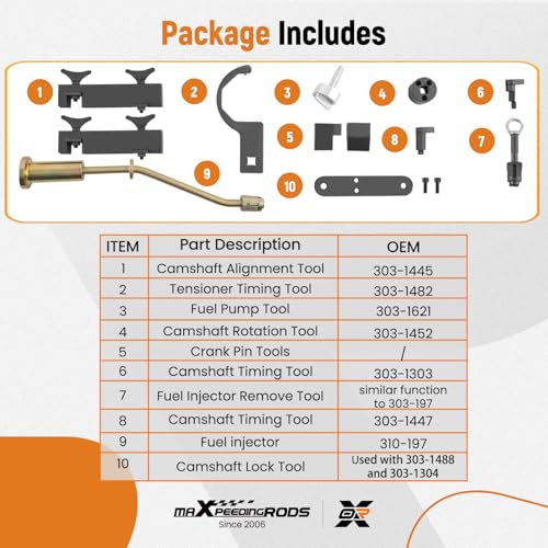 maXpeedingrods Engine Camshaft Alignment Timing Tool Kit for Land Rover Range Rover Sport Jaguar Discovry 4/5 V8 5.0 L V6 3.0L, with Fuel Injector Remover Installer Tool, 13 Pcs - size: 13 Pcs