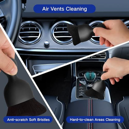 Qydipclin 11pcs Windshield Cleaner Tool, Car Window Cleaning Wash Kit with 6 Reusable Microfiber Pads 2 Spray Bottles and Extendable Handles Auto Glass Wiper Kit, Blue & Green - color: Blue & Green
