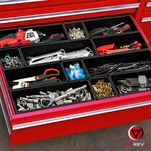ONREVA Tool Box Organizer Tray Divider Set, Extra Large Toolbox Trays, Tool Box Organizers and Storage Kit, Rolling Tool Chest Drawer Bins, Hardware Screwdrivers Pliers Organization, 6pcs