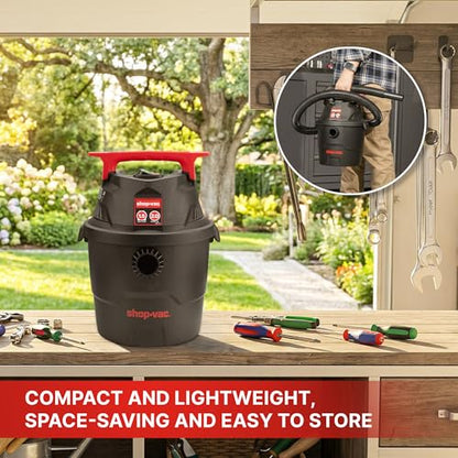 Shop-Vac 1.5 Gallon 2.0 Peak HP Wet/Dry Vacuum, Small Portable Shop Vacuum with Attachments, Mini for Garage, Car, Home and Pet