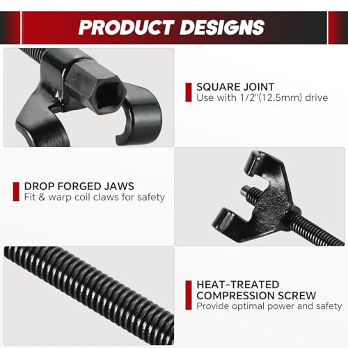 14" Coil Spring Compressor Tool with 2 Steel Jaws | Heavy Duty Suspension Strut Remover Installer Tool Kit Macpherson Coil Spring Compressor Strut Spring Compressor