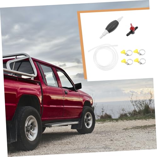 Manual Fuel Transfer Pump with Hose Hand Siphon Device for Cars Motorcycles and Fish Tanks Portable Oil Absorber Kit with Air Bulb and Clamps for Easy Manual Liquid Transfer