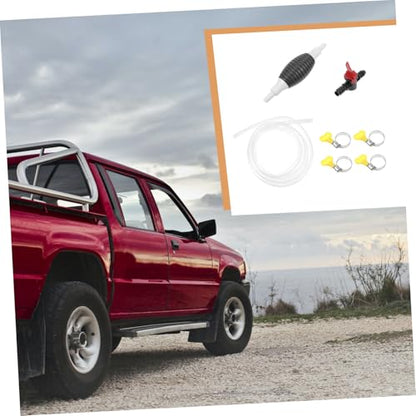 Manual Fuel Transfer Pump with Hose Hand Siphon Device for Cars Motorcycles and Fish Tanks Portable Oil Absorber Kit with Air Bulb and Clamps for Easy Manual Liquid Transfer