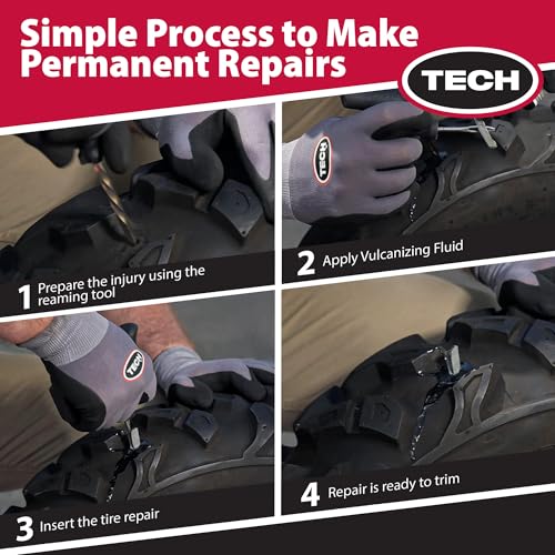 TECH Permacure Truck Tire Plug Kit – Ideal Tools and Flat Tire Fix for Trucks, Tractors, and Large Tires (40 Heavy-Duty Plugs for Emergency Tire Patch and Puncture Repair)