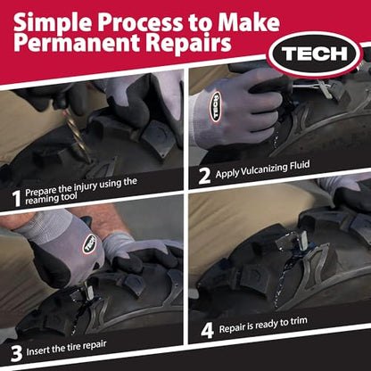 TECH Permacure Truck Tire Plug Kit – Ideal Tools and Flat Tire Fix for Trucks, Tractors, and Large Tires (40 Heavy-Duty Plugs for Emergency Tire Patch and Puncture Repair)