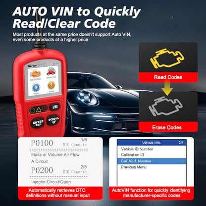 Autel OBD2 Scanner AL329, Upgraded AutoLink AL319, Auto VIN, Check-Engine-Light Code Reader, MIL Reset, One-Click I/M Readiness, CAN Car Diagnostic Scan Tool, for All OBD II Vehicles After 1996