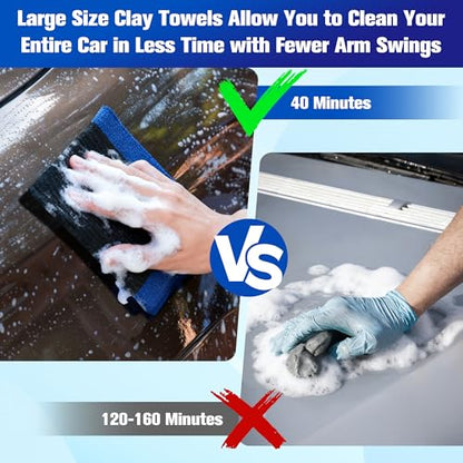 1 Pack Clay Towel 12 x 12 Inch, Blue Clay Bar Towel for Detailing | Clay Decontamination Towel for Car Paint, Reusable Synthetic Clay Bar Towel for Smooth Washing - color: Blue