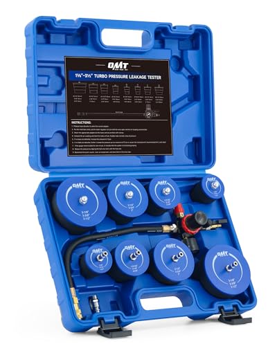 Orion Motor Tech Turbo System Leakage Tester Kit, 10pc Turbo Boost Leak Tester Set with 4 Pairs of Stepped Adapters 1-3/8" to 3-1/2", Turbo Pressure Leakage Tester for Cooling Emissions Exhaust Pipes - color: blue