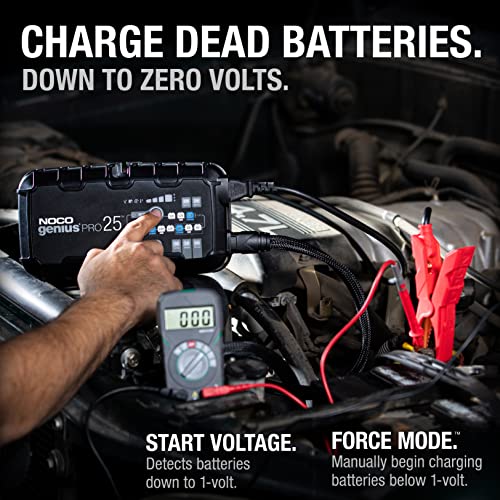 NOCO GENIUSPRO25: 25A 6V/12V/24V Professional Smart Battery Charger – Maintainer, Desulfator & Power Supply with Overcharge Protection & Thermal Compensation – for Lead-Acid & Lithium Batteries
