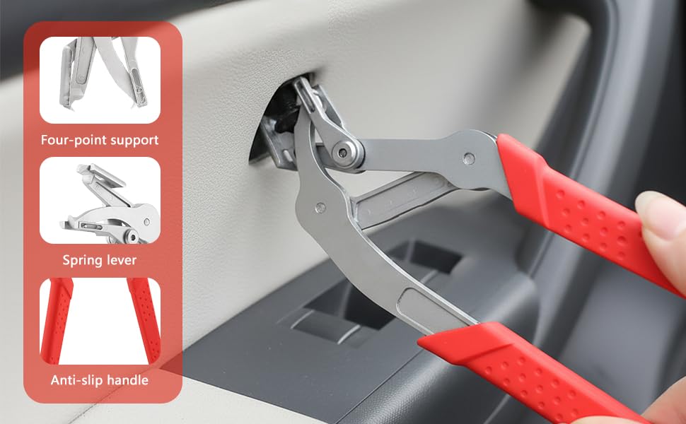 Car Clip Pliers Set, Professional Auto Clip Removal Pliers Tool with 3 Pcs Car Trim Removal Tool, Angled Jaw Trim Clip Release Tool Kit for Door Panel, Dashboard, Interior & Exterior Trim