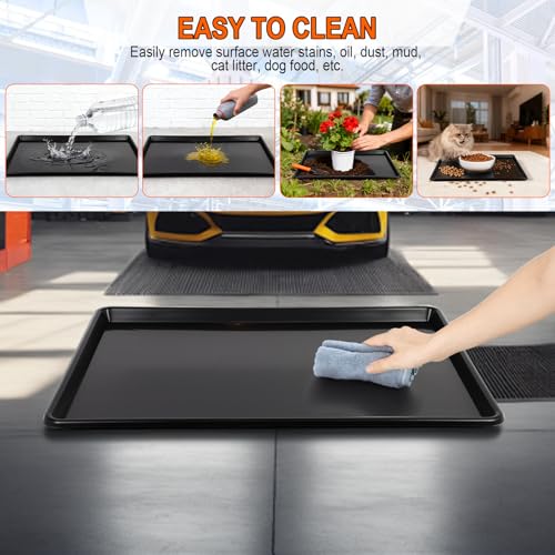 6 Pcs Extra Large Oil Drip Pan, Oil Drip Tray for Under Car, 35.4 X 24 X1.5 in Auto Oil Drip Pan, Plastic Catch Replacement Drain Tray for Garage Floor Clean, Fridges, Washing Machine, Cat Litter Box - size: 6 Pack
