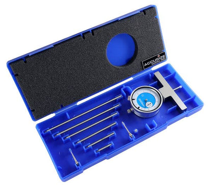 Accusize 0-22 in Dial Depth Gauge with Small-Hole Points, P103-0189 | 6 Connectable Rods, 0.0001 in Resolution, 4 in Base, 0-1 in Travel Indicator - size: 0-22" Dialing